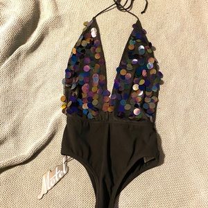 Motel Rocks - Ariel disc sequin backless bodysuit